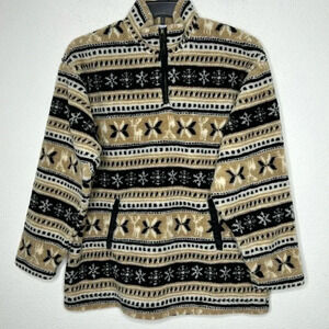 Marsh Landing Medium 3/4 zip hiking/camping sweater size XL Snowflake Design